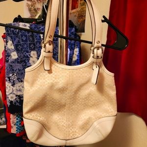 Mid-size Ivory Coach Shoulder Hobo Bag, Like New